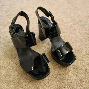 Jeffrey Campbell Black Patent Leather Strap Miranda Platform Shoes SZ 7.5